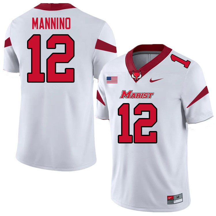 Marist Red Foxes #12 Sonny Mannino College Football Jerseys,Uniforms-White